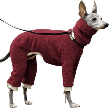 Зимовий теплий пуловер для собак, піжама для чотирилапих, теплий пуловер Greyhound з флісу, вітрозахисний зимовий одяг для собак середніх та великих порід (червоний, XL)