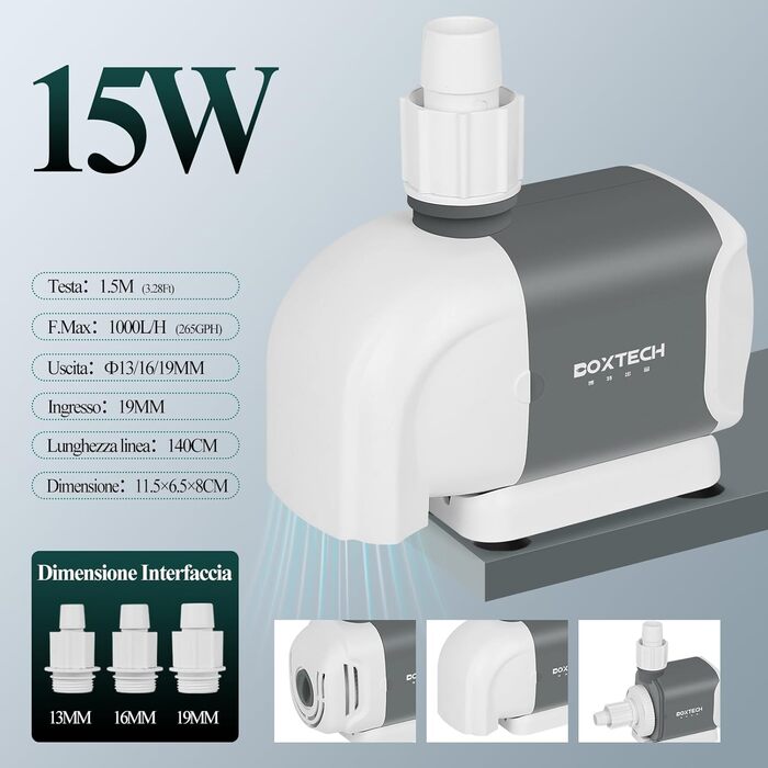 Акваріумна водяна помпа Boxtech BT-P01, 15 Вт