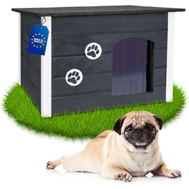 Будка для собак середніх порід Outentin - тепла, зимостійка, сірого кольору, 76x60x60 см