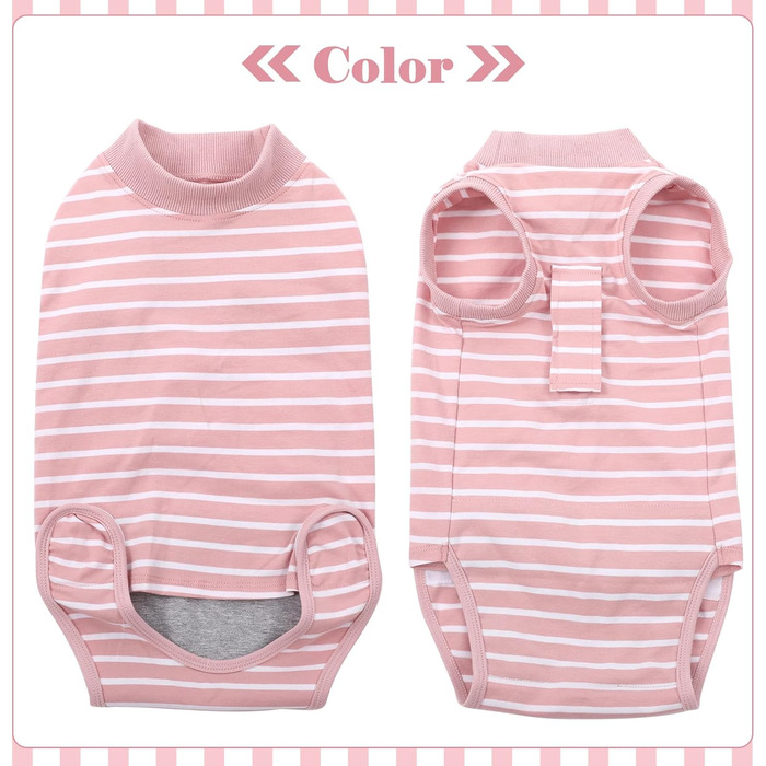 Одяг для собак після кастрації - Медичний боді для собак, альтернатива комірчику, для маленьких, середніх та великих собак, дихаючий, рожевий в смужку, розмір L