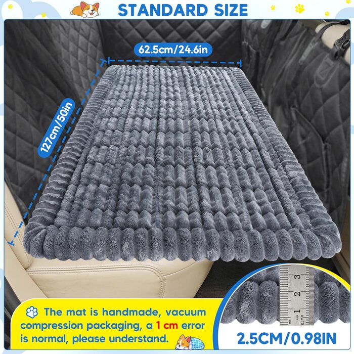 Килимок для собак у машину Loiion, антиковзаюча підстилка на заднє сидіння, м'яка автодеки для собак, 127×62,5x2,5 см, темно-сірий