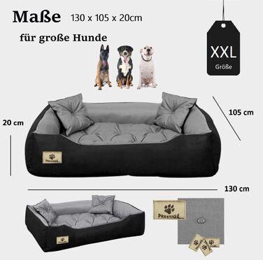 Крісло-ліжко для собак великих порід XXL, 130 x 105 см, водонепроникне, ортопедичне, сірий колір