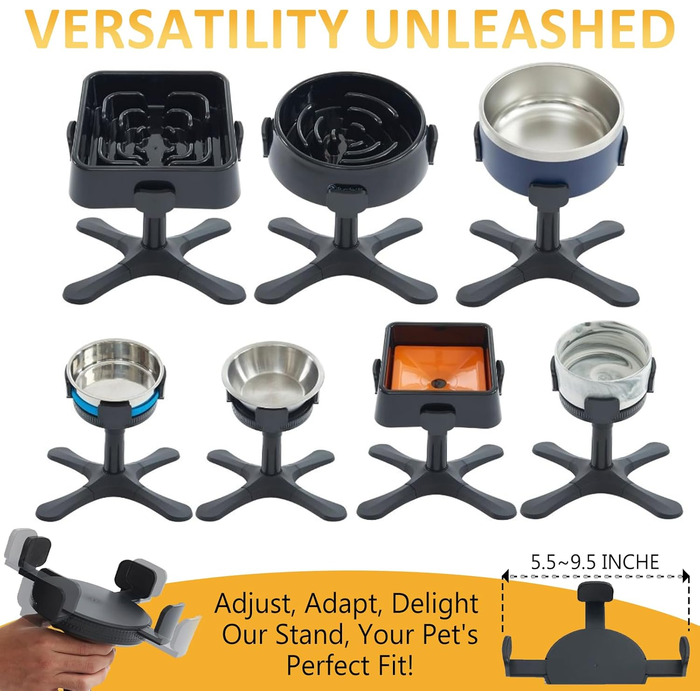 Підвищений годівниця для собак DOUDING: підставка з нержавіючої сталі, регульована висота та нахил, антиковзаюча, для малих, середніх та великих собак