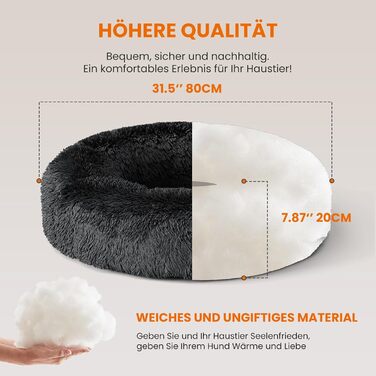 XKISS Лежанка для собак, м'яка, знімний та пральний чохол, оригінальна модель [M, 80см, Темно-сірий]. Лежанка для собак великих, середніх та маленьких порід, зручна та гігієнічна. Розміри: 80 x 80 x 20 см, Темно-сірий колір.