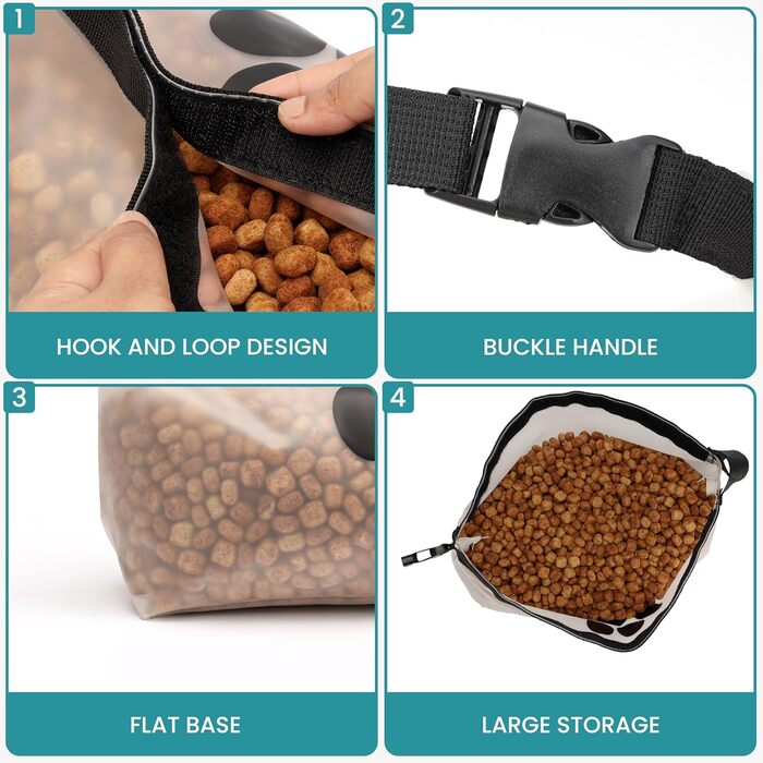Набір мішечків для зберігання корму для собак BELLE VOUS (2 шт.) - сумка для корму, дорожній миска для собак, аксесуари для собак у подорожах, складаний миска для собак