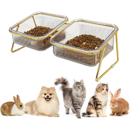 Підвищені миски для котів, набір годівниць для котів з підставкою з заліза, нахил 15°, преміум-якість