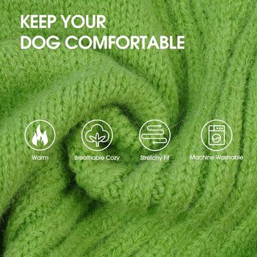 Зелений теплий пуловер для собак IECOii з коміром-роллером, для маленьких, середніх та великих собак, для чихуахуа, французького бульдога, лабрадора (XXX-Large, GrassGrün)