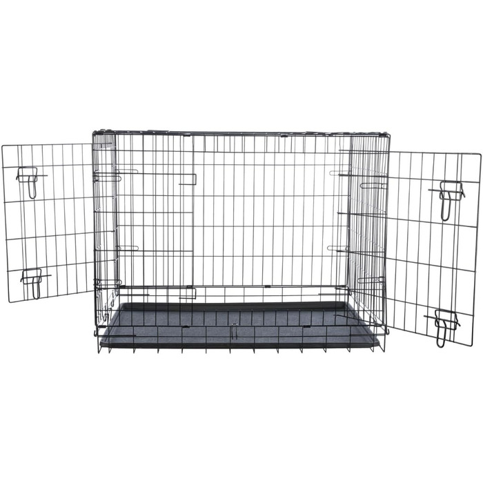 TRIXIE складана клітка для собак Home XL 116×86×77 см, металева транспортна переноска з 2 дверцятами та замками, чорна, для дому та подорожей