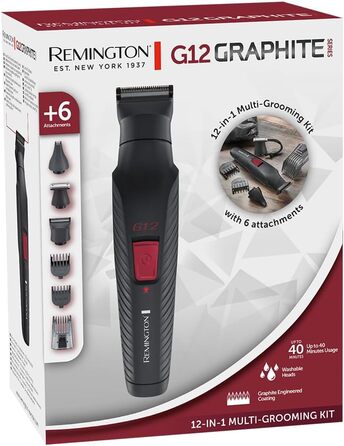 Мультитриммер Remington G12 [12-в-1]: для волосся, бороди, тіла, вух та носа. З 6 насадками, самозагострювані леза, акумуляторний. PG2120