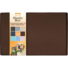 Силіконова підкладка під миску для собак і котів Neater Pet Brands, водонепроникна, коричнева, 40,6×25,5 см — захист підлоги від корму і води