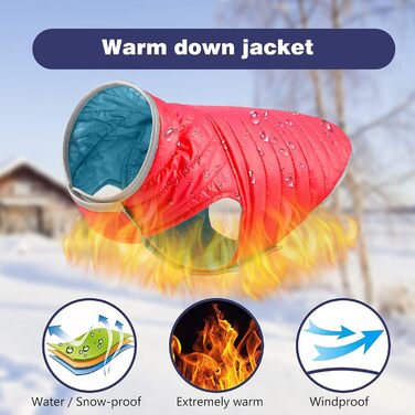 PETCUTE Змінна куртка для собак, тепла зимова куртка-жилетка для цуценят, водонепроникний одяг для домашніх тварин, регульована водонепроникна куртка для собак, з отвором для повірця, ідеальна для зими (2XL, Червоний+Синій)