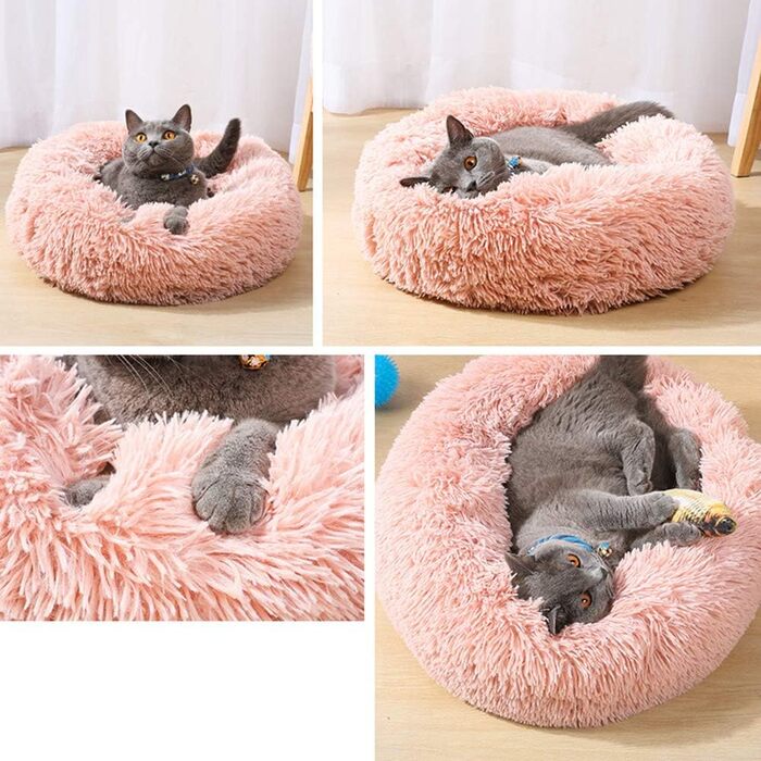 Кімната-лежанка для домашніх тварин у формі пончика: ліжко для собак та котів, м'яка лежанка-мішок, рожева (50 см)