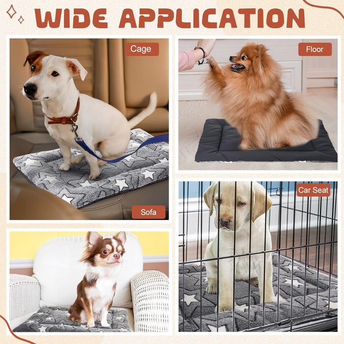 Намалу 2 шт. Деки для собак, подушки для собак, миється, ліжко для собак з двосторонньою подушкою, зірковий принт, килимок для собак, м'який, прохолодний та теплий, ліжко для котів, ковдра для домашніх тварин для маленьких, середніх та великих собак