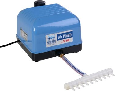 Компресор AquaForte Hi-Flow V-60 для ставка, комплект: розподільник повітря, 50 м шлангу 4x6 мм, 10 аераторів 5 см, продуктивність 40 л/хв при 2 м, для ставка до 36 м³
