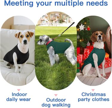 Флісовий пуловер для собак, 3 шт. в упаковці, зелений, XS, еластичний, теплий світшот для цуценят, домашній одяг, м'яка зимова сорочка, для шарування під куртки, одяг для собак у відпустку, X-Small, зелений