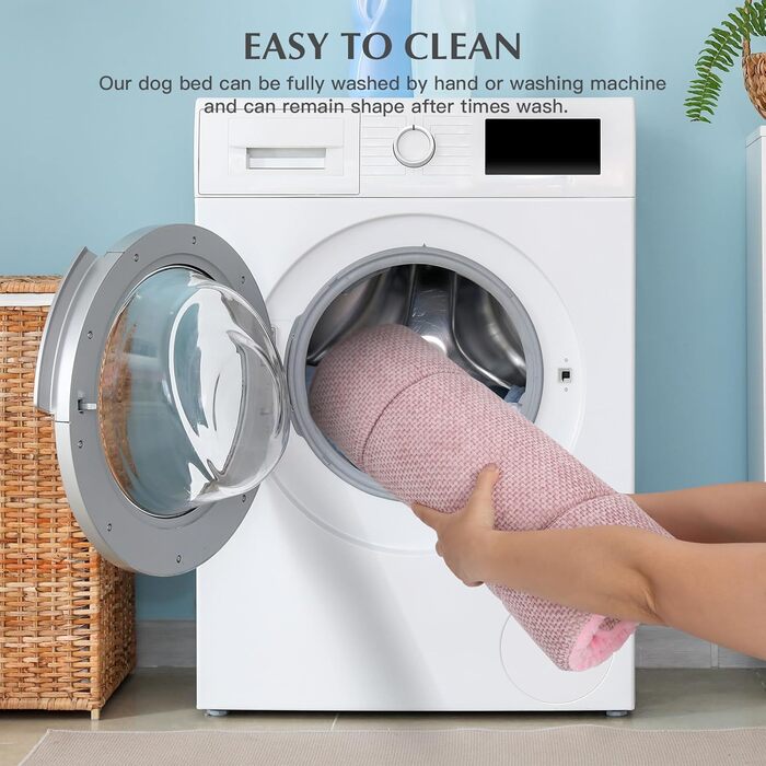 Лежанка для собак, миється, м'яка подушка для собак, двостороння тепла лежанка для маленьких, середніх та великих собак XZ016 (Рожева, L 100 x B 80 x H 4 см)