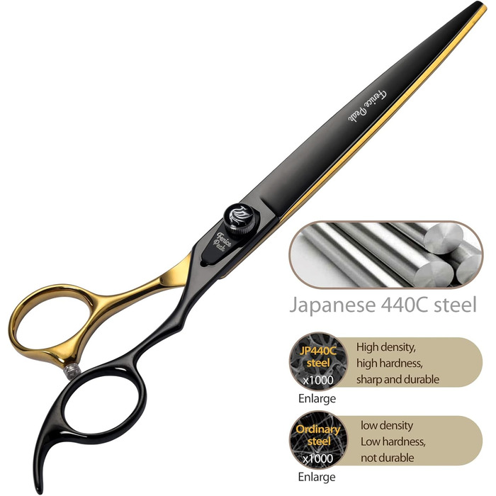 Професійна фен для собак Fenice Peak 20,3 см: чорна шерсть, ергономічна ручка, 440C сталь, 8 дюймів