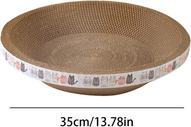 Кігтеточка для котів овальної форми, з мискою та гніздом, гофрокартон, ідеально для диванів та килимів (діаметр 35 см, висота 8 см)