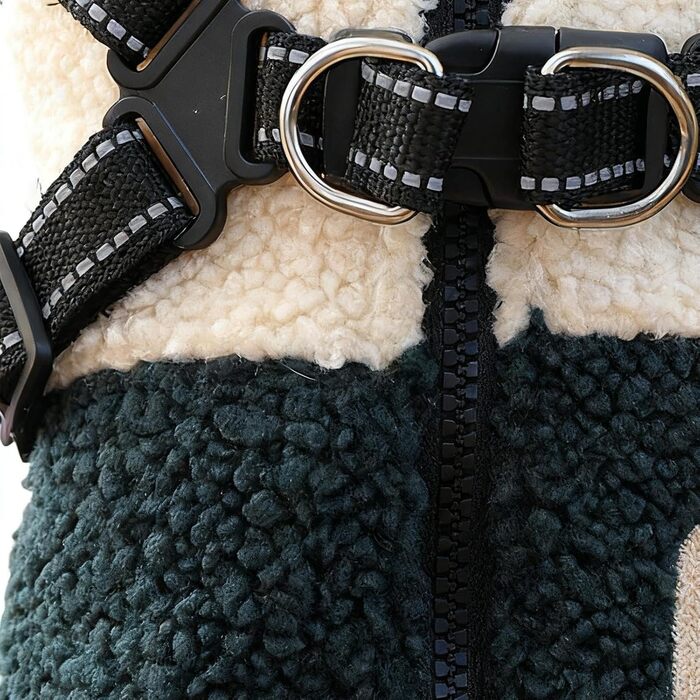 Зимовий теплий одяг для собак, з флісовою підкладкою, костюм для домашніх тварин з отвором для шлейки, для цуценят та середніх собак, для прогулянок, хатнього спорту, осені, зелений та білий