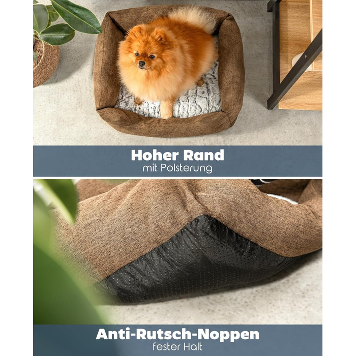 Кругле ліжко для собак та котів Lionto з м'яким змінним подушками, коричневе, 60x50 см