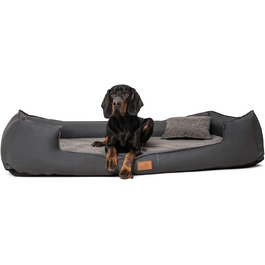 Ортопедичне ліжко для собак Tierlando® Linus Ortho Plus, 110x90 см, з віскоеластичною матрацом, штучна шкіра, графіт