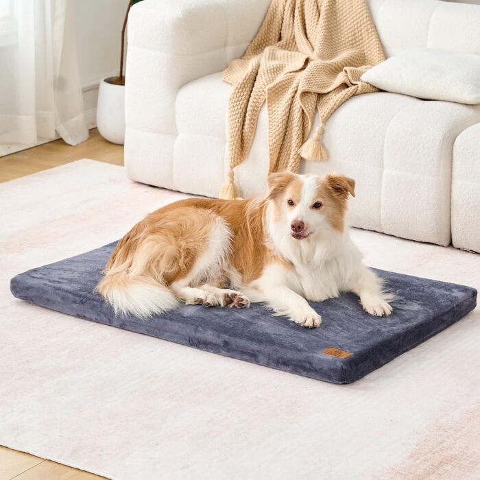 Килимок для собак з меморі-піни XL, водовідштовхувальний, знімний, пральний чохол, для великих собак, 106.7 x 27 x 2 см, морської колір