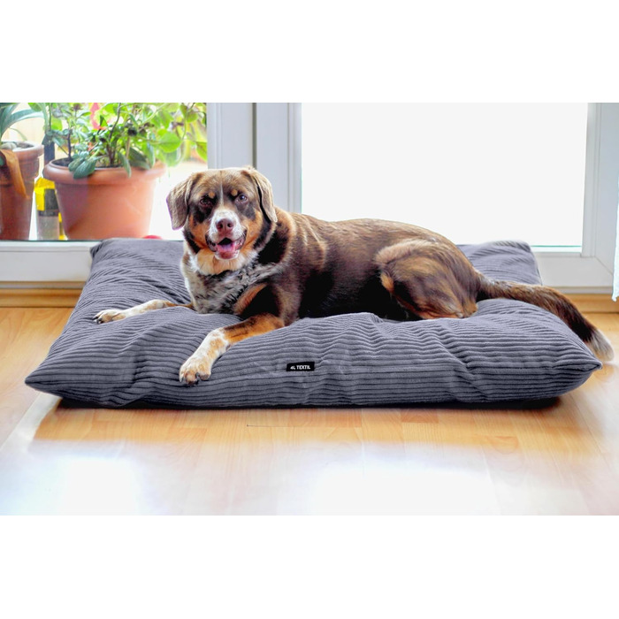 М'яке та затишне ліжко для собак 4L Textil ZOE, великі породи, 60x50 см, сірий (смужки), знімний чохол на блискавці