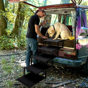 Складні сходи для собак Hacaroa - 5 сходинок, для великих собак, до 50 кг, з ручкою, антиковзаюча поверхня