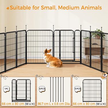 Вольєр для собак Yaheetech 8-секційний, 80 см, для квартири та саду, складаний, без інструментів