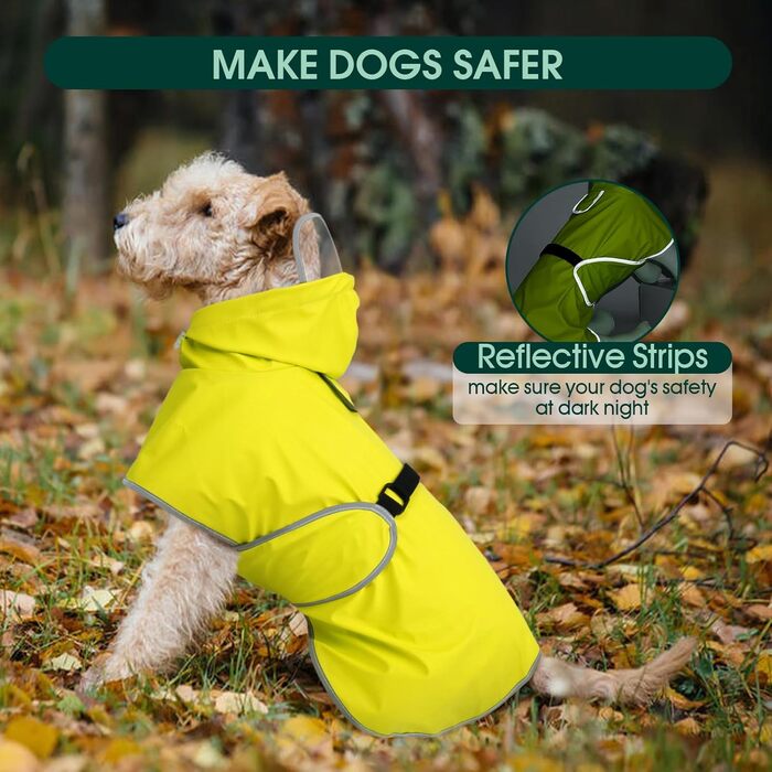 Дощовик для собак Kuoser, жовтий, XL - водонепроникний захист від дощу