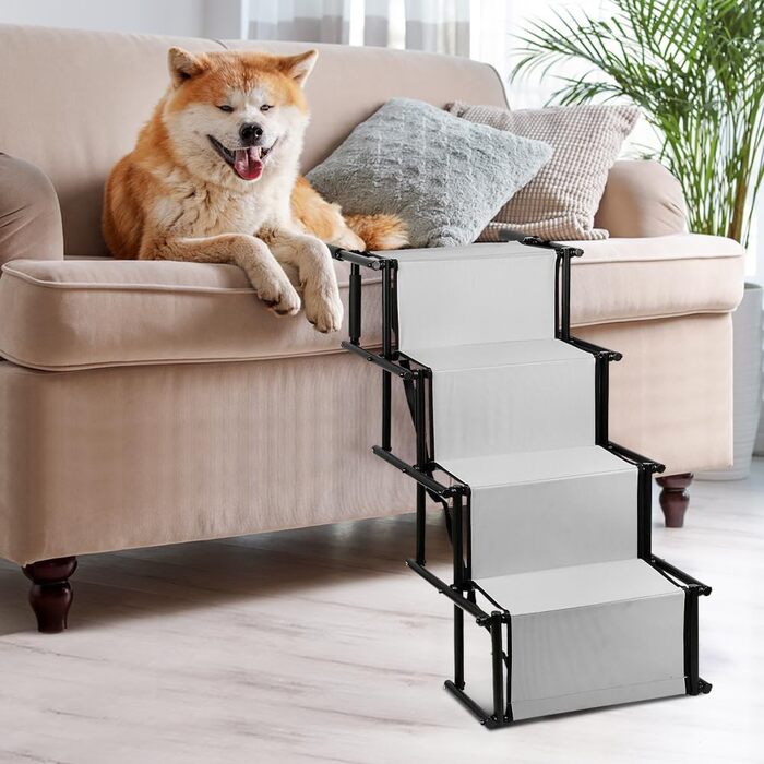 Складана рампа для собак, 4 сходинки, для всіх автомобілів, вантажопідйомність до 75 кг, водонепроникна, поліестер, Оксфорд-метал (колір коричневий)