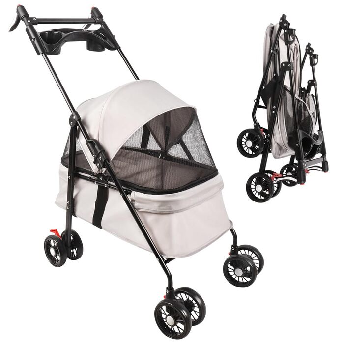 Візок для домашніх тварин Homewell: легкий, зручний, з безпечним ременем, для собак та котів до 20 кг (білий)