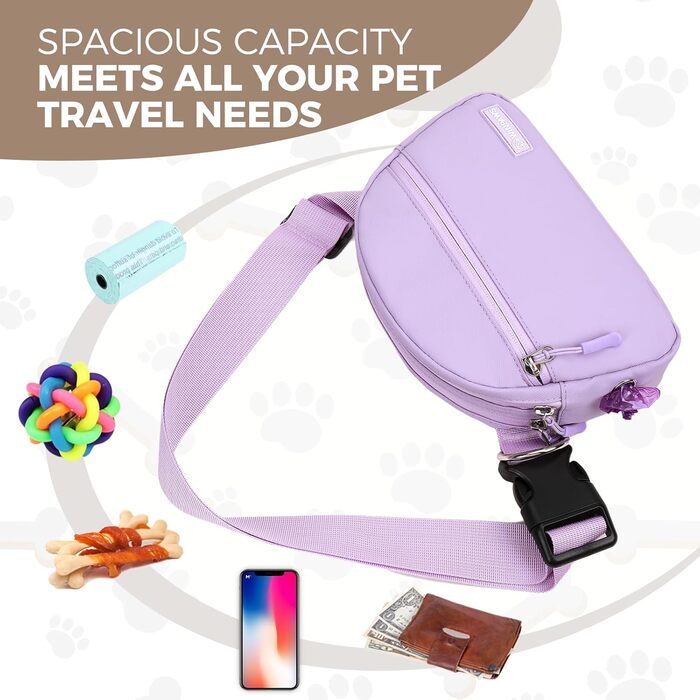 Сумка для дресирування собак Leckerlibeutel, з маленьким кишеньковим мішечком, вбудованим диспенсером для пакетів та тримачем для собачих екскрементів, кремового кольору (лавандовий)