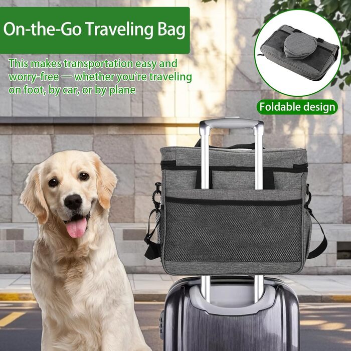 Транспортна сумка для собак та котів на 2 собак, для подорожей, з місткими кишенями та складаними мисками