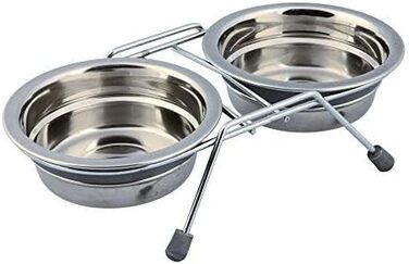 Набір мисок TRIXIE з захистом від перекидання, нержавіюча сталь, 2 шт по 1,5 л, сірий