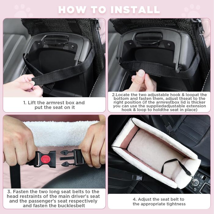 Автокрісло для собак з PU-шкіри, Рожевий колір