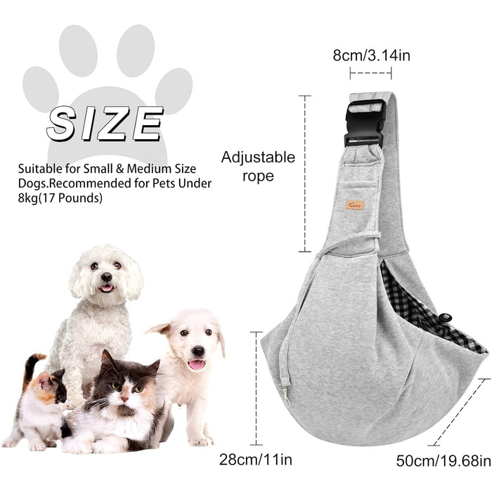 Сумка-переноска для собак CUBY, регульована, двостороння, для маленьких та середніх собак, звільняє руки, з ременем безпеки, кишеня на блискавці, знімна килимок для прогулянок, підкладка на плече, Зелений (застібка, Сірий, Регульована)