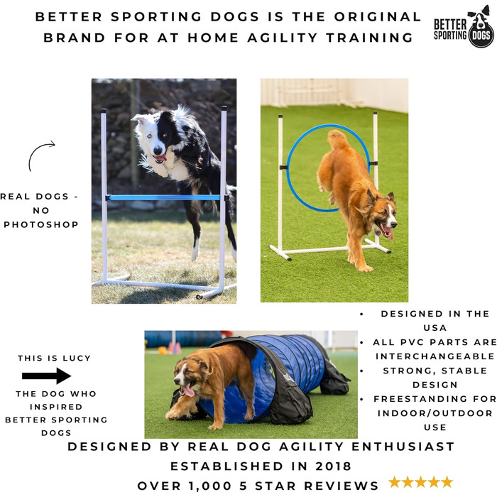 Набір для аджиліті для собак Better Sporting Dogs Deluxe: 7 елементів | Стрибки, тунелі, weave-стійки, бокс для відпочинку