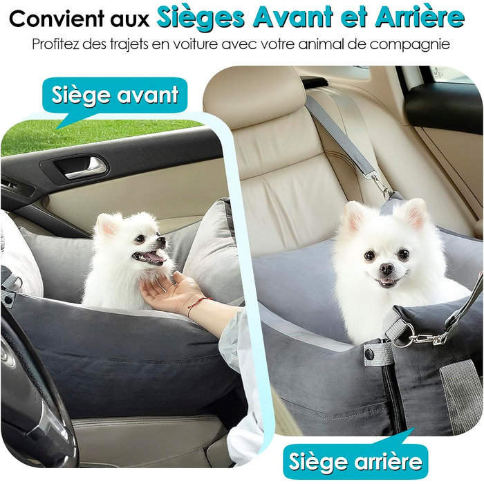 Автокрісло для собак, кошик для тварин, переноска для авто, з висувним лежанкою, безпечний кріплення, зелений/сірий