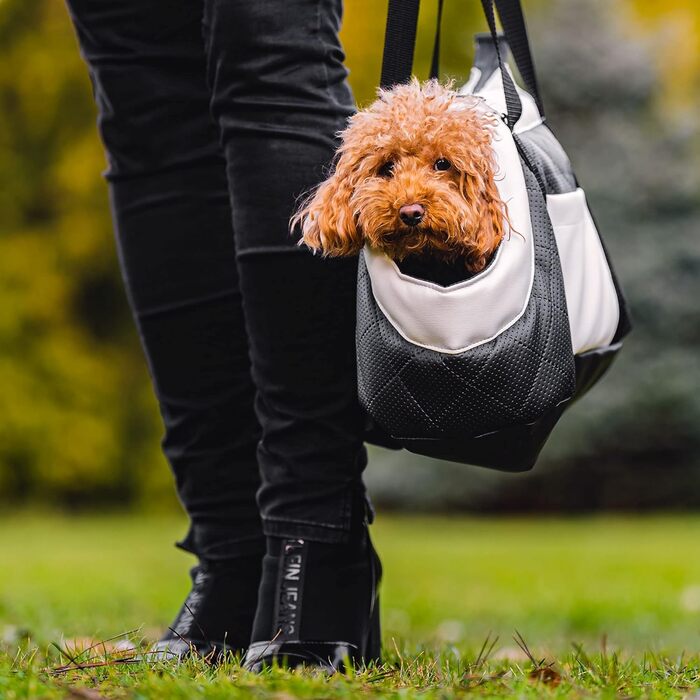 Сумка-переноска для собак та котів Boutique Zoo - L, до 12 кг (штучна шкіра, чорно-біла)