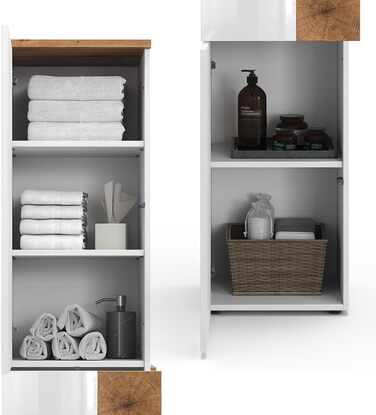 Шафа для ванної Vicco Eden, 40x84 см, білий/дуб артізан, високий пенал, меблі для ванної кімнати