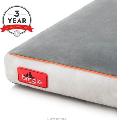 Brindle ортопедичне ліжко для собак з подрібненої піни Memory Foam, знімний та праний чохол, 132×86 см, сірий
