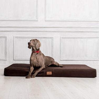 Ортопедичний лежак для собак Tierlando® Basic з анти-волоссяного поліестеру, з неслизьким дном, підвищена стабільність для великих собак, розмір 80x60 см, колір: (01 Коричневий, 120x90x13 см)