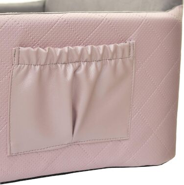 Автоматичний автокрісло для собак 2в1 | Універсальний автокрісло для собак та котів на заднє та переднє сидіння | Крісло-ліжко для собак та котів | Штучна шкіра, плюш | 48 x 48 см (Рожевий)