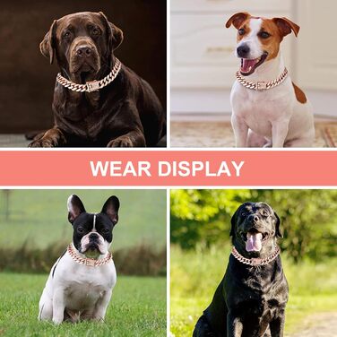 Рожево-золотий собачий ланцюжок з діамантами, кубинський ошийник, металева собача прикраса, 60 см