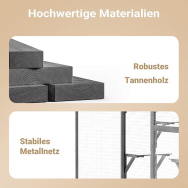 Вольтек (Wiltec) вольєр для котів 116 x 82 x 175,7 см, вольєр для котів з дерева з ПВХ-покриттям, 5 ярусів, для саду, балкону