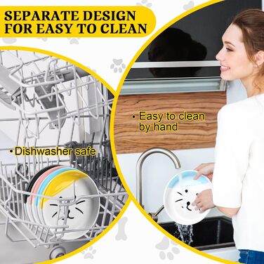 Станція для годування котів Sunnyray, 4 шт., керамічні годівниці з підставкою, анти-блювотний дизайн, для собак та домашніх тварин