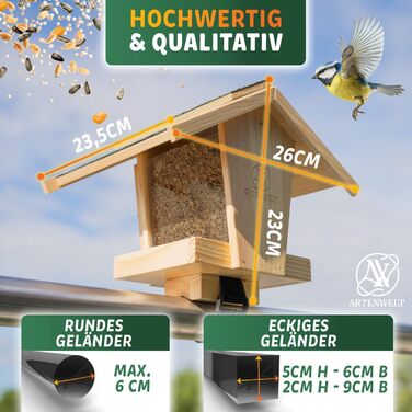 Підвісна годівниця для птахів на балкон Vogelhaus, кормушка для птахів, годівниця для зерна, кормовий будиночок для вуличних і диких птахів