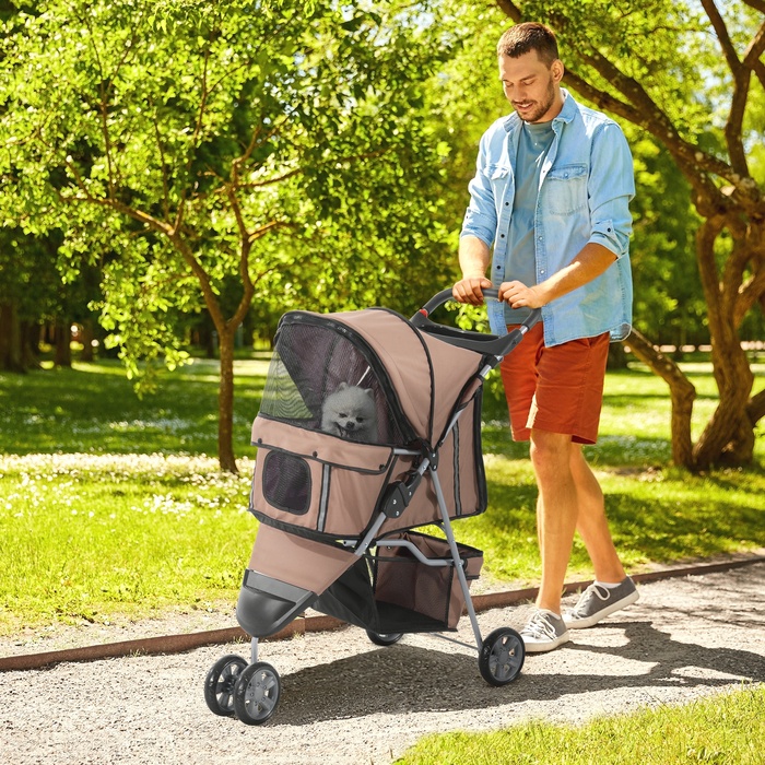 PawHut Dog Stroller Баггі для собак і кішок, багатокольоровий (кавово-коричневий)| Аосом