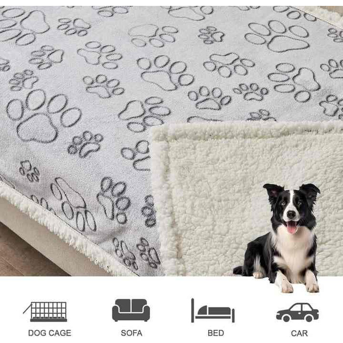 Водонепроникний плед для собак та котів, двосторонній, м'який та зносостійкий, захист для дивану, ліжка та авто, пральний плед для тварин (Сірий, Small)